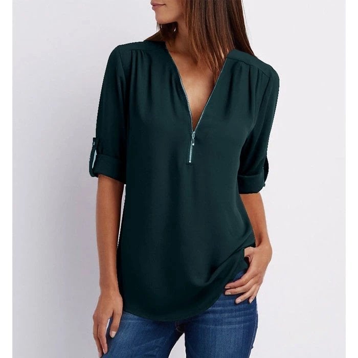 Women's V-Neck Blouse Pink