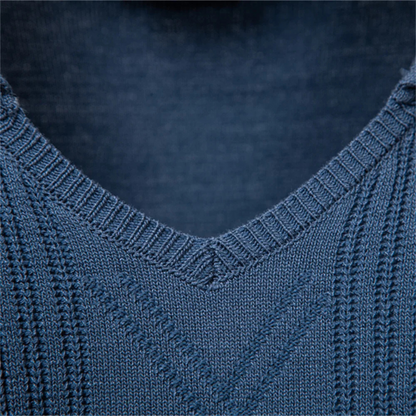 Men's Slim Fit V Neck Knitted Polo Sweater