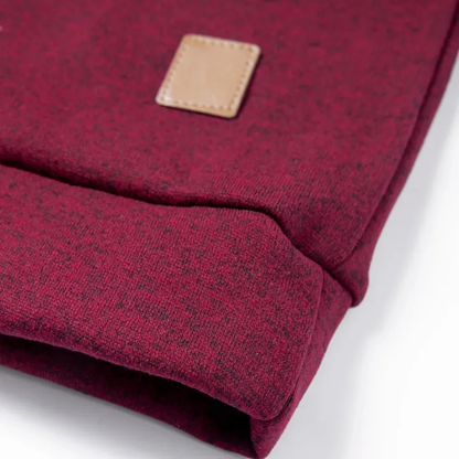 Men's Stand Collar Fleece Sweater Elbow Patches