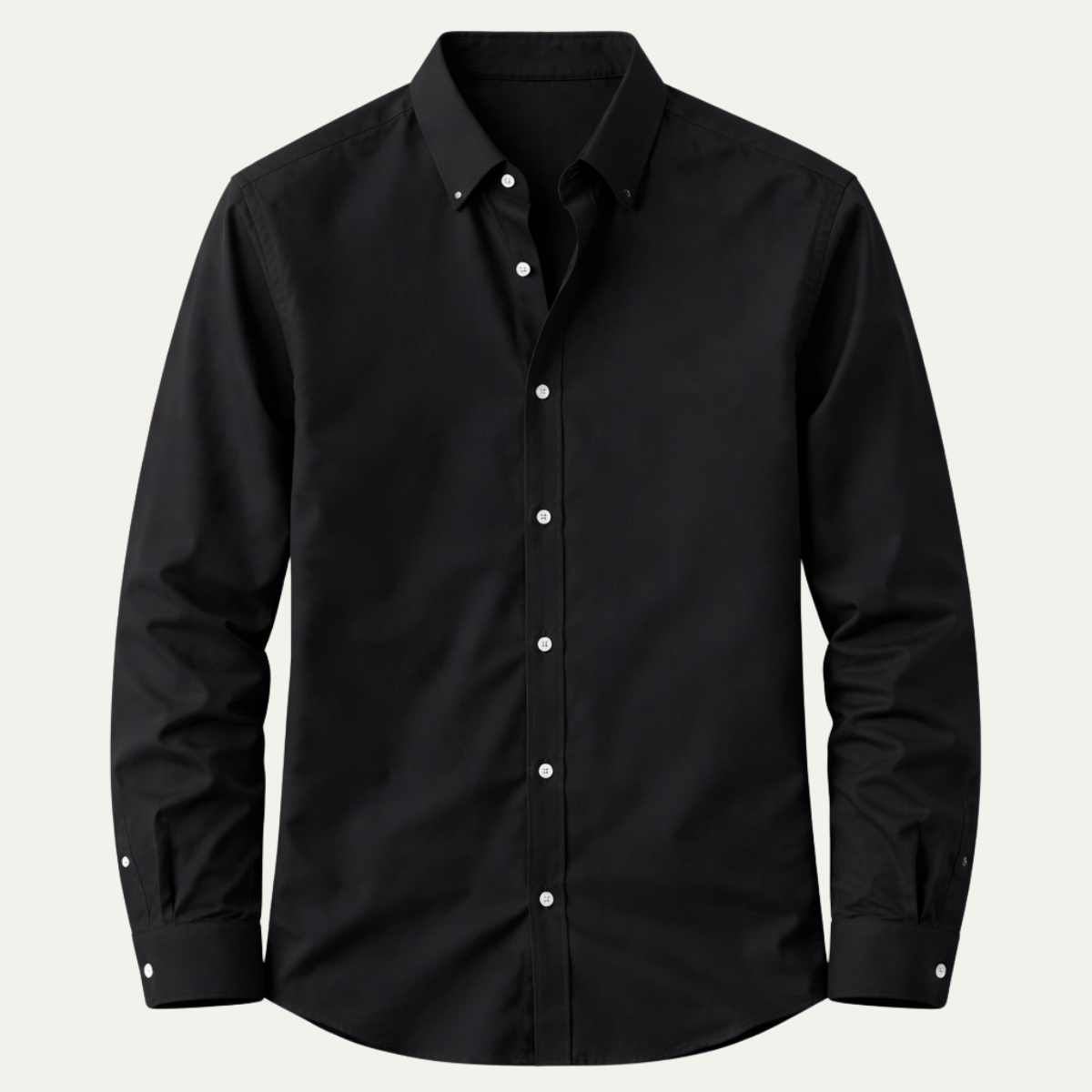 Men's Italian Collar Button Up Shirt Black Cotton - Vonnera