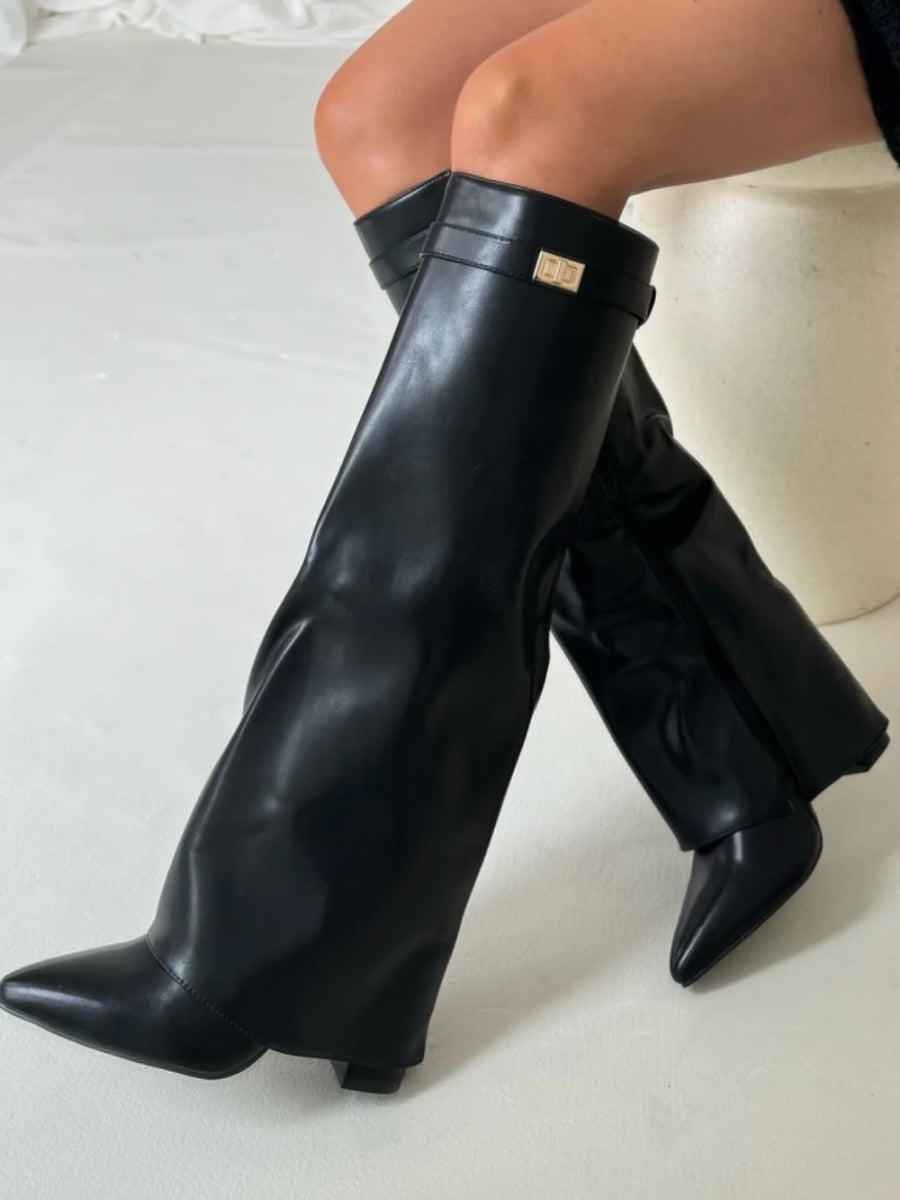 Knee High Suede Boots With Heel