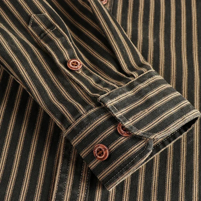 Men's Retro Striped Button Up Shirt