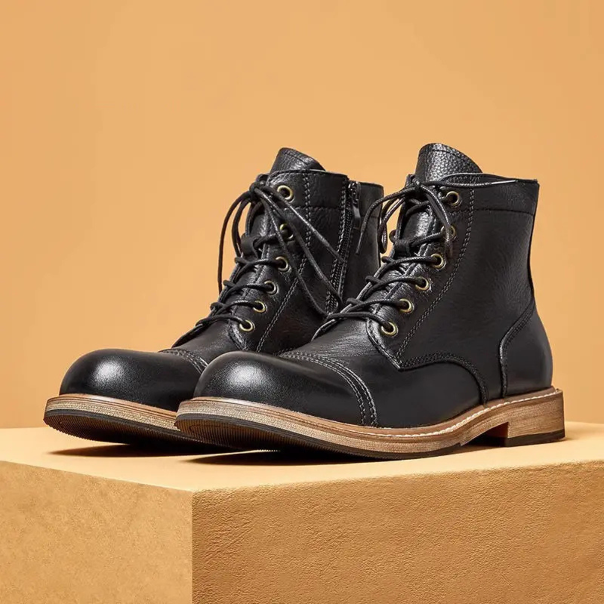 Mantova Men's Leather High Boots Retro Brown
