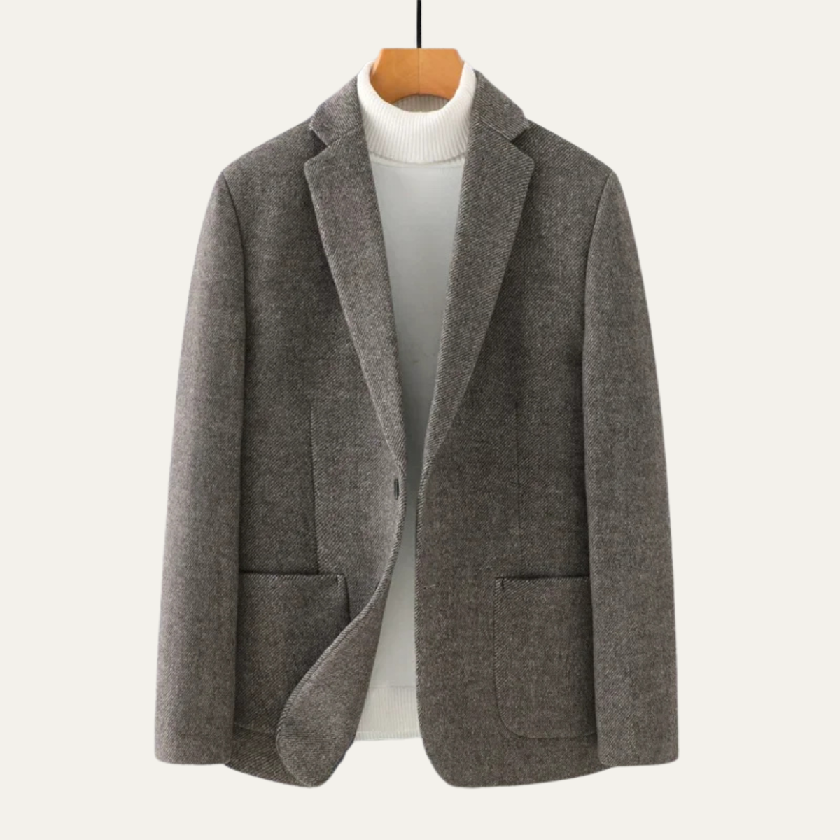 Men's Wool Blend Business Jacket Single Breasted Navy