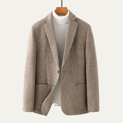 Men's Wool Blend Business Jacket Single Breasted Navy