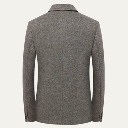 Men's Wool Blend Business Jacket Single Breasted Navy