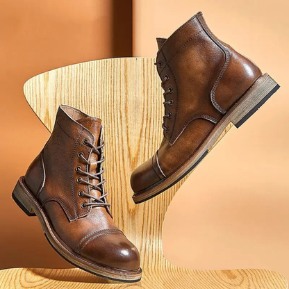 Mantova Men's Leather High Boots Retro Brown
