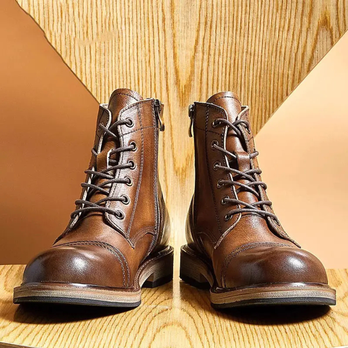 Mantova Men's Leather High Boots Retro Brown