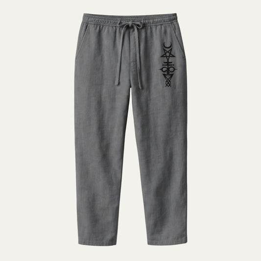Men's Linen Wide Leg Drawstring Pants Relaxed Fit - Vonnera