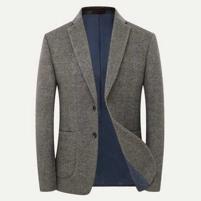 Men's Wool Blend Business Jacket Single Breasted Navy - Vonnera