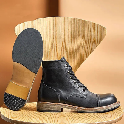 Mantova Men's Leather High Boots Retro Brown