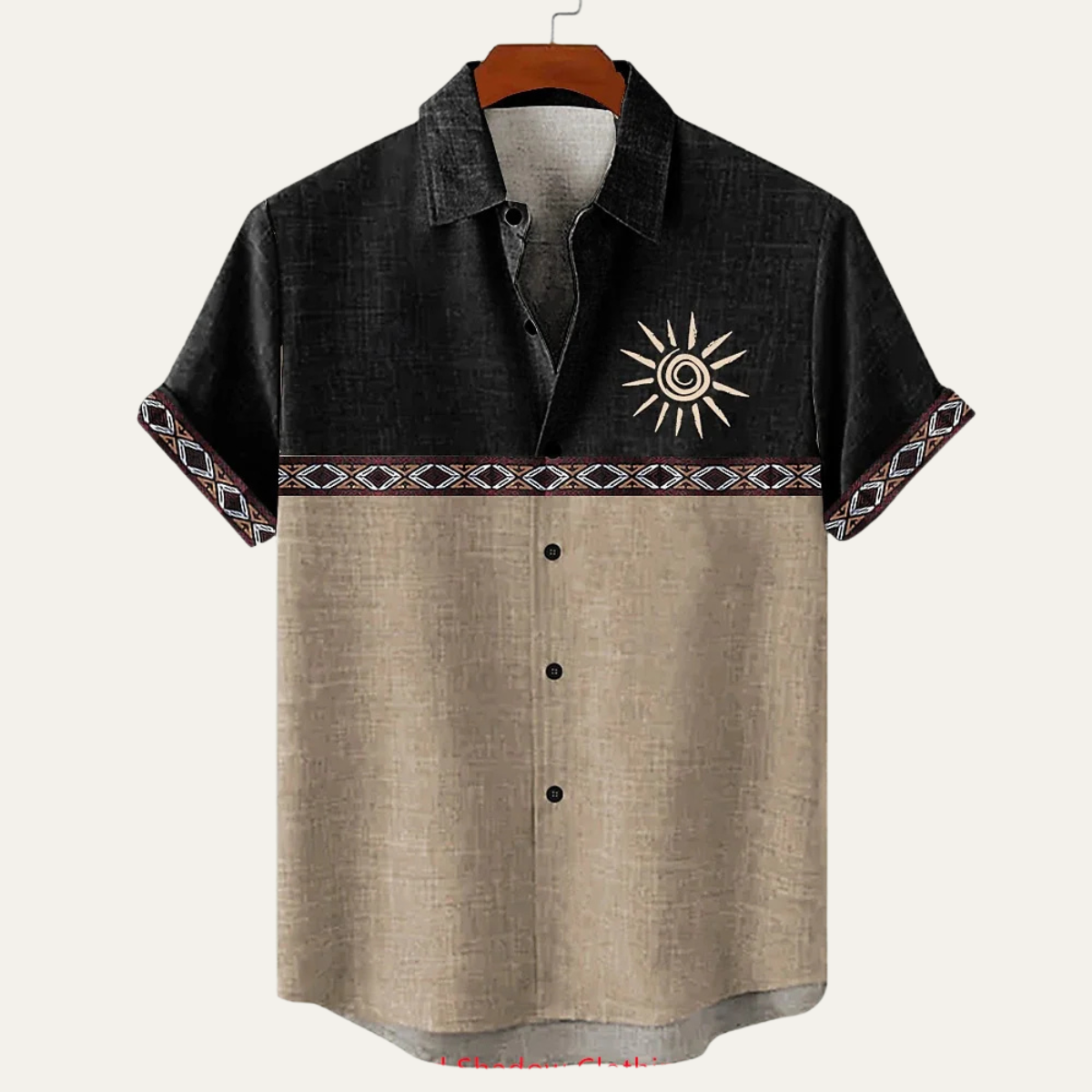Lucca Men's Linen Button Down Shirt Retro Patchwork