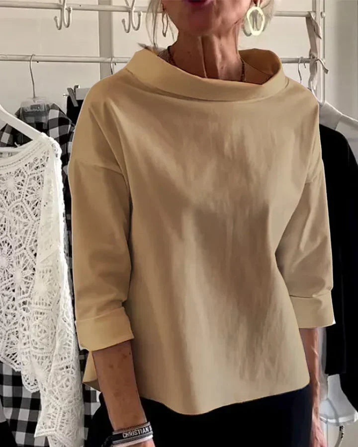 Women's Casual Blouse Wide Lapel Half Turtleneck