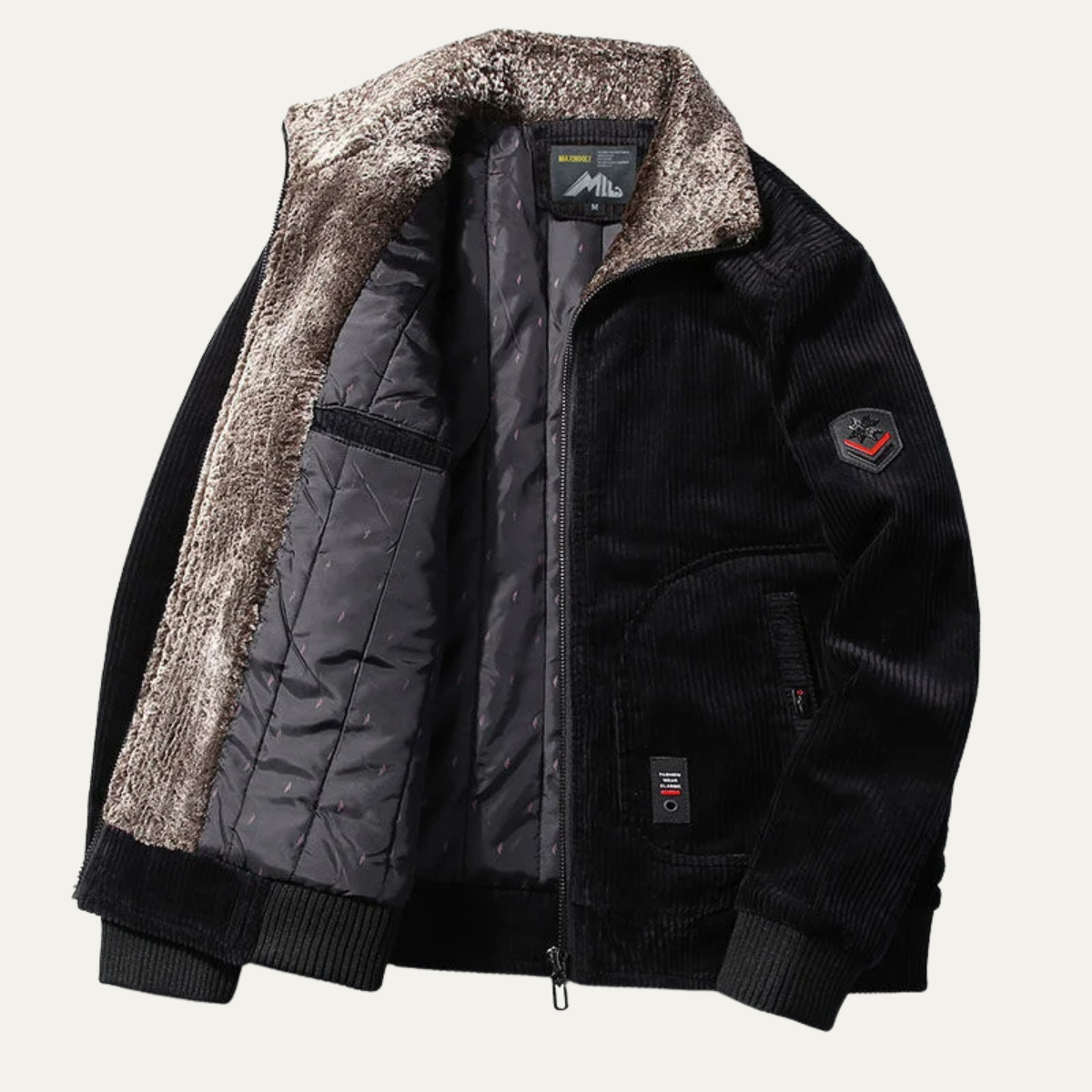 Men's Corduroy Jacket Fleece Lined Fur Collar