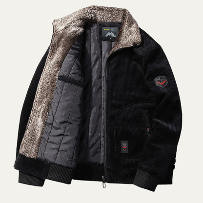 Men's Corduroy Jacket Fleece Lined Fur Collar