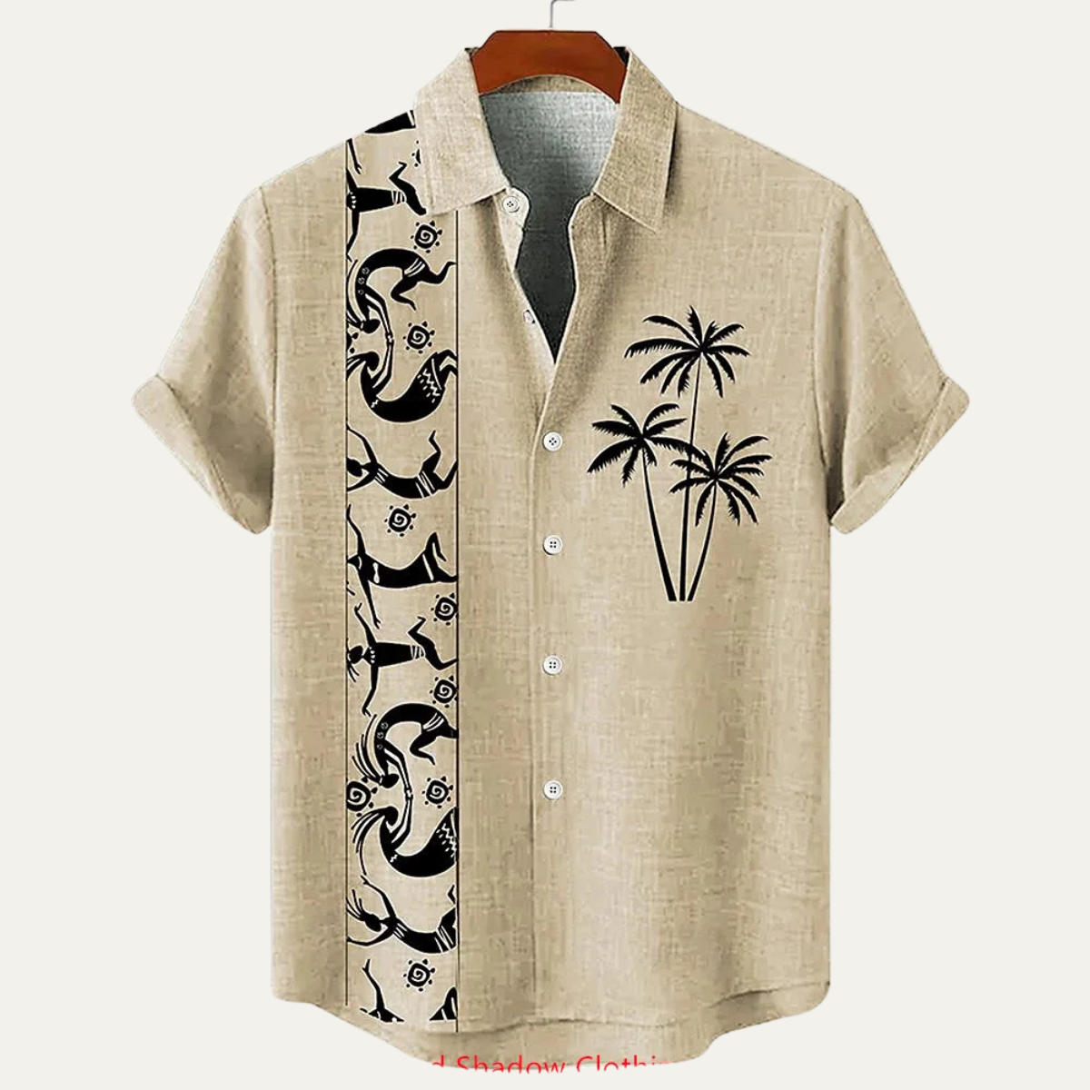 Lucca Men's Linen Button Down Shirt Retro Patchwork