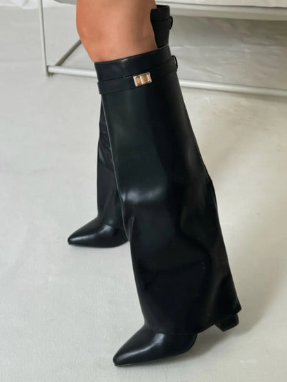 Women's Suede Knee High Heel Boots