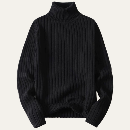 Men's Wool Turtleneck Sweater Ribbed Knit - Vonnera