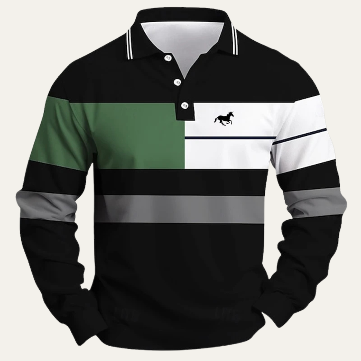 Dolomiti Men's Striped Polo Shirt Long Sleeve Color Block - Vonnera