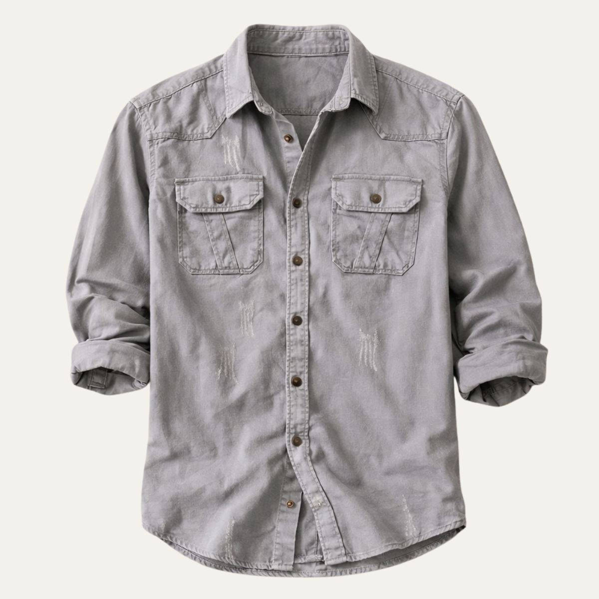 Men's Casual Denim Shirt Double Pockets - Vonnera