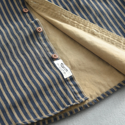 Men's Striped Button Down Shirt Cotton Casual Classic