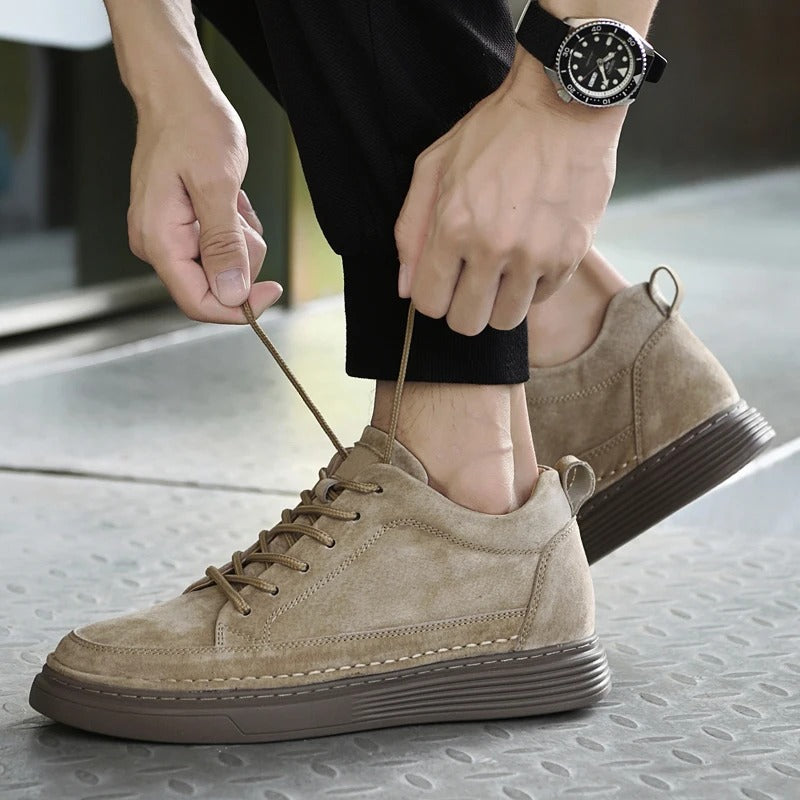 Men's Casual Lace Up Sneakers Contrast Sole Brown