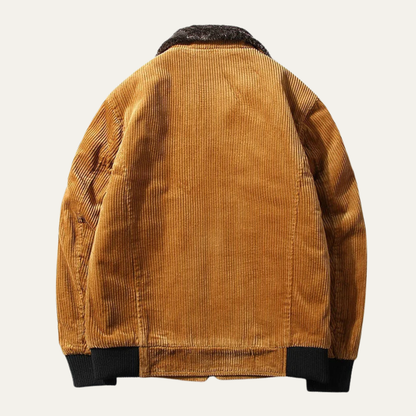 Men's Corduroy Jacket Fleece Lined Fur Collar