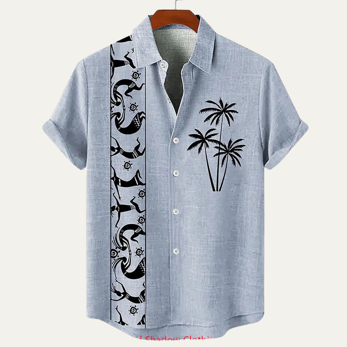 Men's Linen Button Down Shirt Patchwork Beige