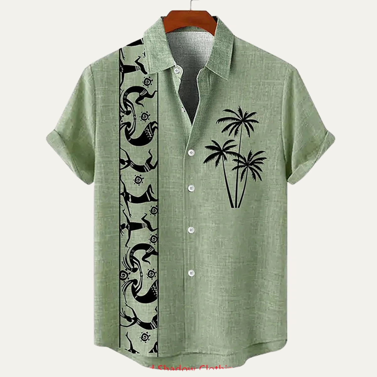Men's Linen Button Down Shirt Patchwork Beige