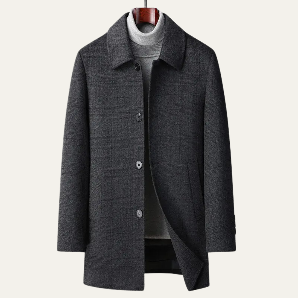 Men's Plaid Coat Warm Elegant Wool
