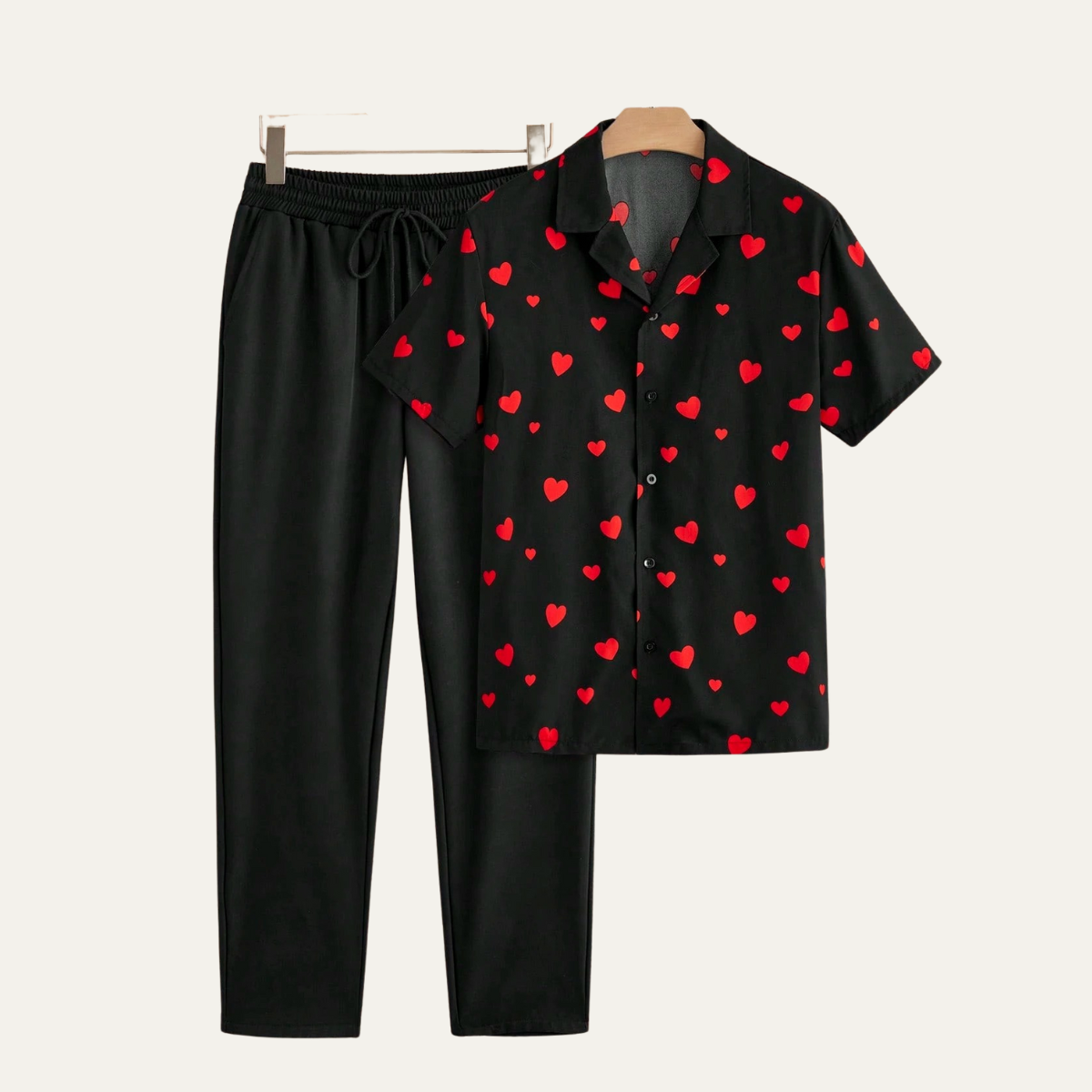 Men's Textured Button Up Shirt And Pants Set