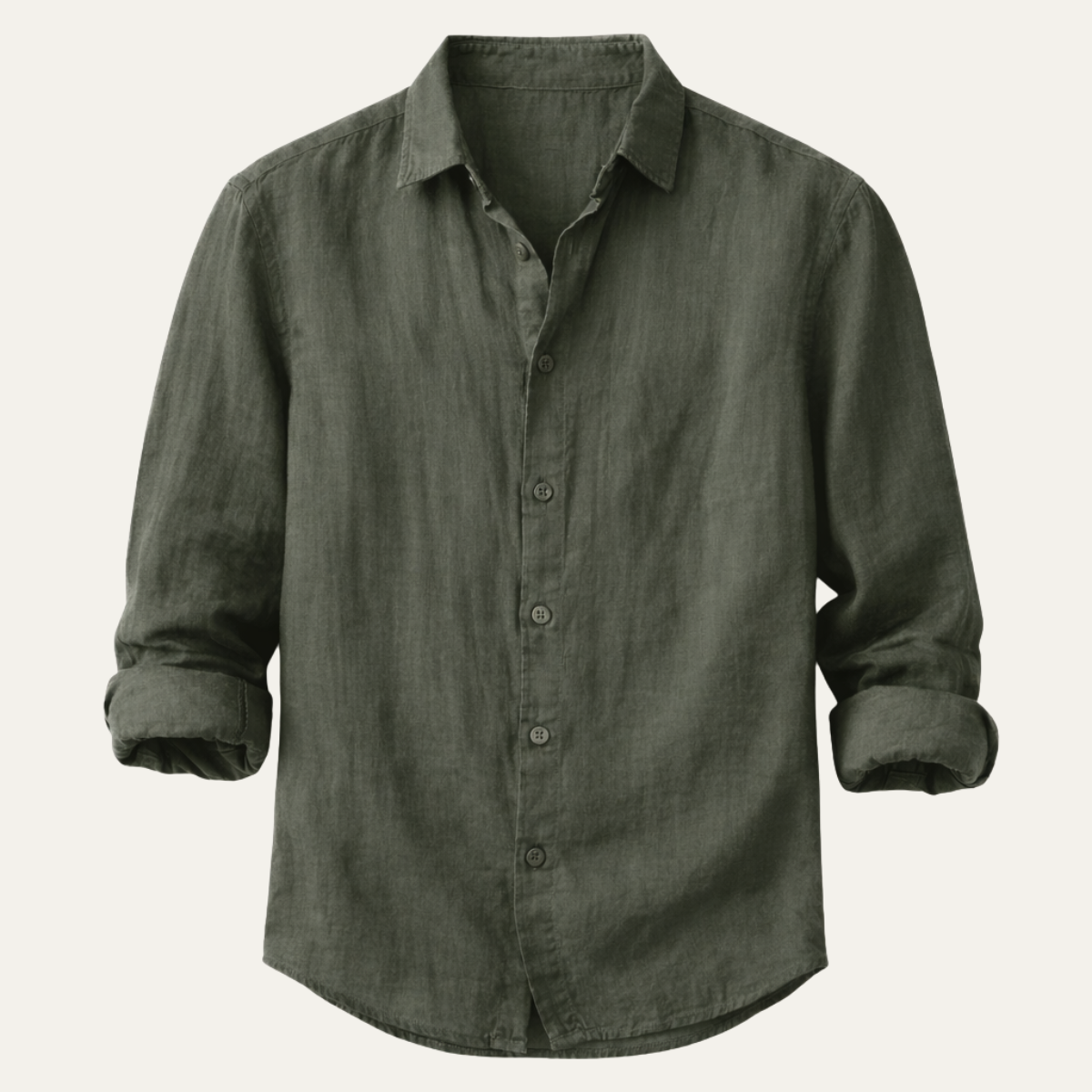 Men's Linen Blend Button Down Shirt Lightweight Beige - Vonnera