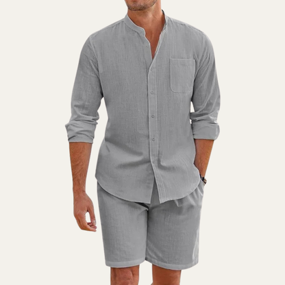 Men's Cotton Summer Set Lightweight 2 Piece Beige
