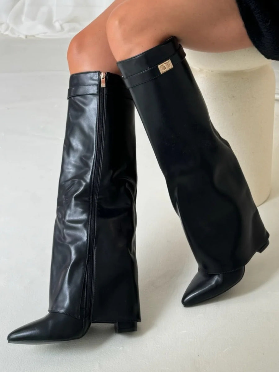 Knee High Suede Boots With Heel