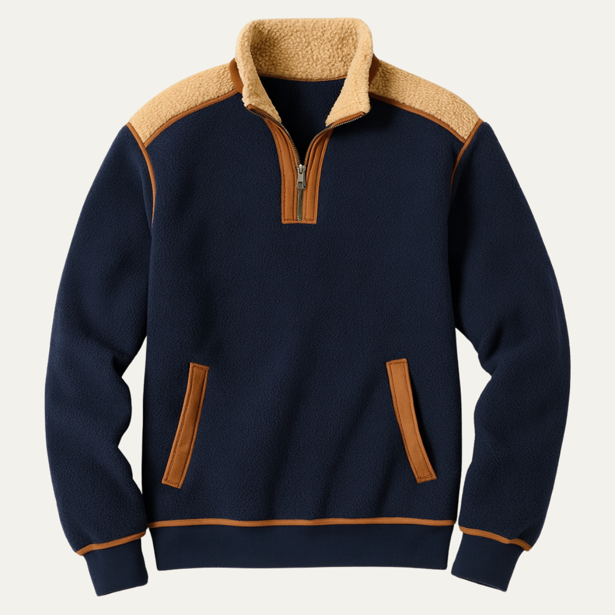 Men's Vintage Fleece Sherpa Quarter Zip Jacket - Vonnera
