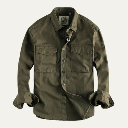 Men's Canvas Cargo Shirt Jacket