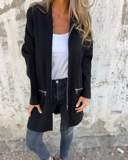 Women's Long Zip Front Cardigan