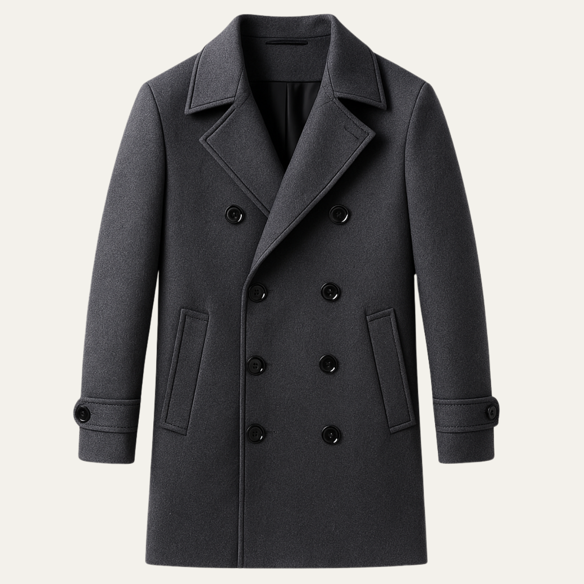 Men's Double Breasted Wool Blend Trench Coat - Vonnera