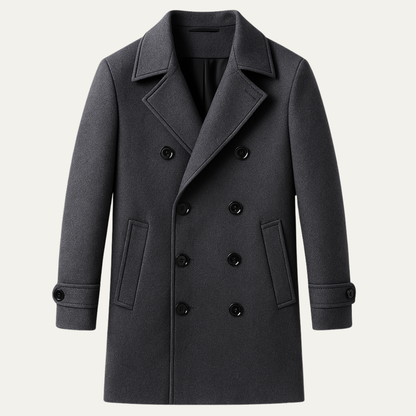 Men's Double Breasted Wool Blend Trench Coat - Vonnera