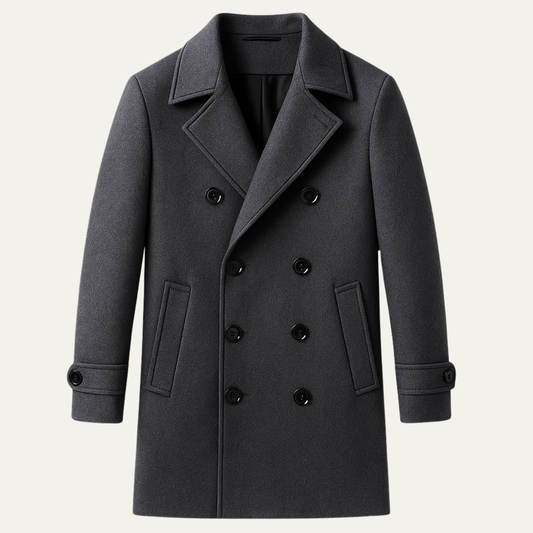 Men's Double Breasted Wool Blend Trench Coat - Vonnera