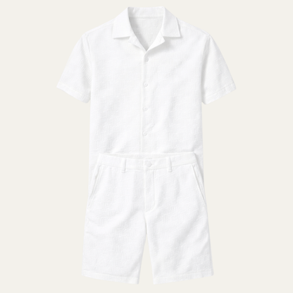 Men's Summer Button Up Shirt Shorts Set - Vonnera