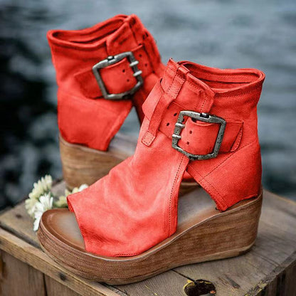 Wedge Sandals Buckle Boho Style