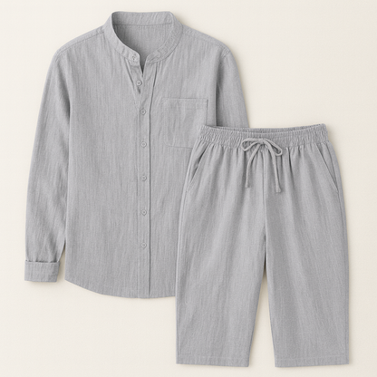 Men's Cotton Summer Set Lightweight 2 Piece Beige - Vonnera
