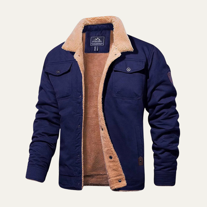 Men's Sherpa Lined Bomber Jacket Shearling Collar - Vonnera
