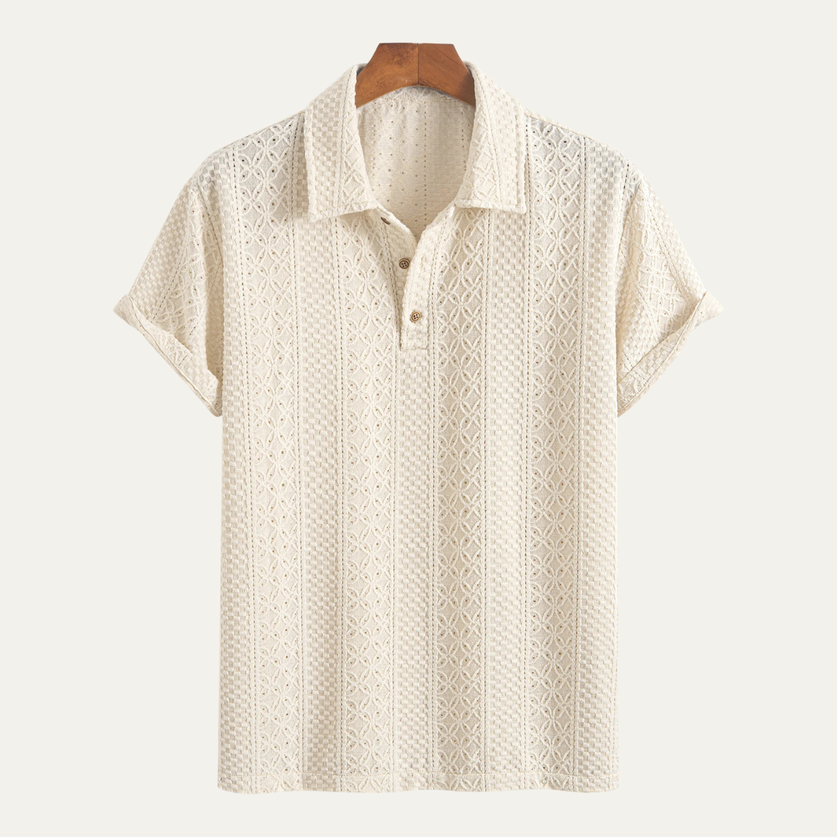 Men's Textured Knitted Polo Shirt - Vonnera