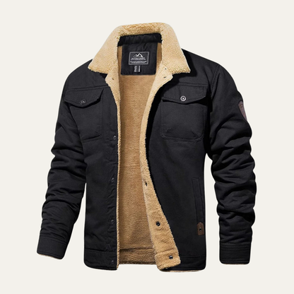 Men's Sherpa Lined Bomber Jacket Shearling Collar
