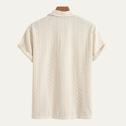 Men's Textured Knitted Polo Shirt