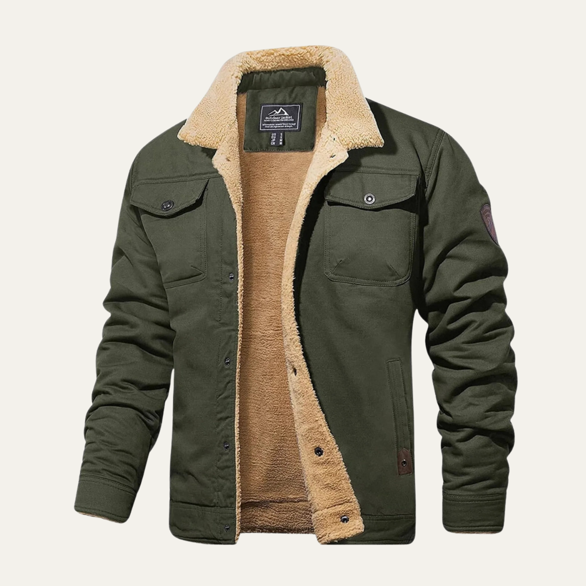 Men's Sherpa Lined Bomber Jacket Shearling Collar
