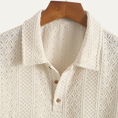 Men's Textured Knitted Polo Shirt