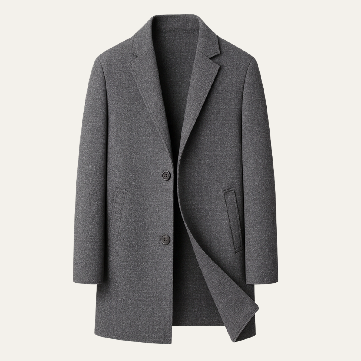 Men's Reversible Wool Trench Coat Notch Lapel - Vonnera